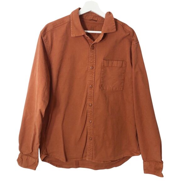 Topo Designs Canvas Button Down Shirt Orange Rust Men’s XL - Picture 1 of 12
